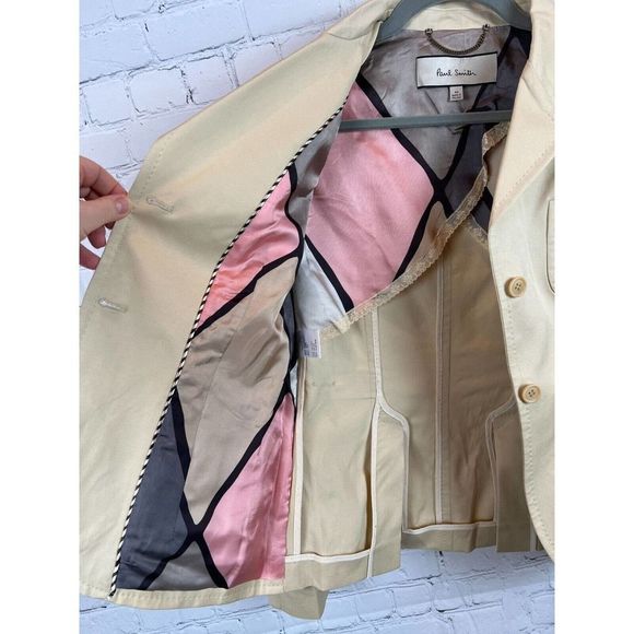 PAUL SMITH women cream ivory half-lined classic jacket skirt suit size 44 8 NWOT - Picture 7 of 16